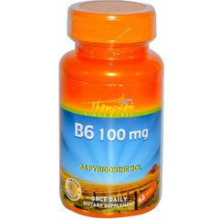 Вітамін В6, Vitamin B-6, Thompson, 100 мг, 60 таблеток (THO-19970), фото