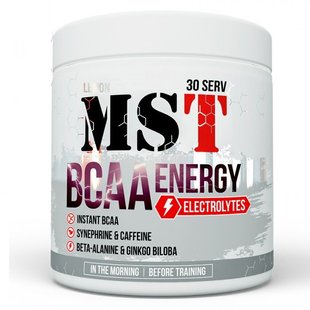 MST Nutrition, Комплекс ВСАА, BCAA Energy (Beta-Alanine, Coffein, Vitamins), смак лимон, 30 порцій (MST-14280), фото