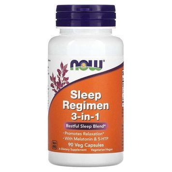 Комплекс для сну 3-в-1 NOW Foods Sleep Regimen 3-in-1 - 90 рослинних капсул, фото