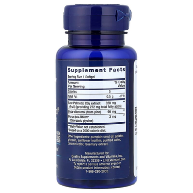 Со Пальметто 320 мг з бета-ситостеролом 90 мг Life Extension Saw Palmetto and Beta-Sitosterol - 30 капсул, фото