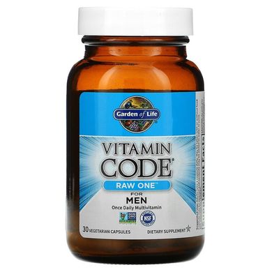 Garden of Life, Vitamin Code, Raw One для чоловіків, мультивітаміни для прийому один раз на день, 30 вегетаріанських капсул (GOL-11449), фото