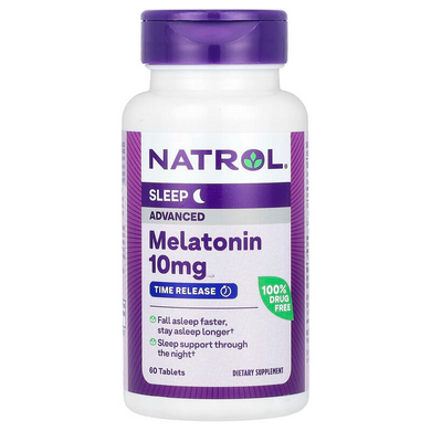 Natrol, Мелатонин, улучшенный сон, медленное высвобождение, 10 мг, 60 таблеток (NTL-05964), фото