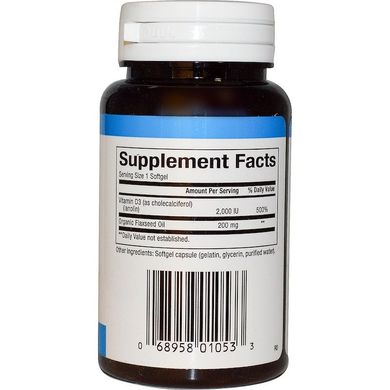 Вітамін Д3, Vitamin D3, Natural Factors, 2000 МО, 120 капсул (NFS-01053), фото