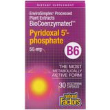 Natural Factors NFS-01252 Вітамін В6 пиридоксаль-5'-фосфат, BioCoenzymated B-6 Pyridoxal 5'-Phosphate, Natural Factors, 50 мг, 30 капсул (NFS-01252)