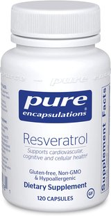 Pure Encapsulations, Ресвератрол, Resveratrol, для антиоксидантної та серцево-судинної підтримки, 120 капсул (PE-00278), фото