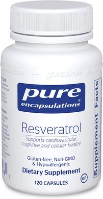 Pure Encapsulations, Ресвератрол, Resveratrol, для антиоксидантной и сердечно-сосудистой поддержки, 120 капсул (PE-00278), фото