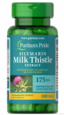 Розторопша, Milk Thistle (Silymarin), Puritan's Pride, 175 мг, 100 капсул (PTP-13491), фото
