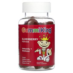 GummiKing, Elderberry For Kids, Immunity + Wellness, Raspberry Flavor, 60 жувальних цукерок (GUM-00143), фото