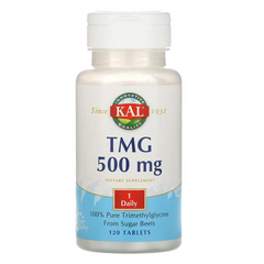 Триметилгліцин, TMG (ТМГ), KAL, 500 мг, 120 таблеток (CAL-70981), фото