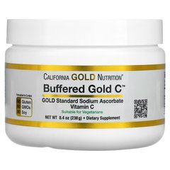 California Gold Nutrition, Buffered Gold C, буферизований некислий вітамін C у формі порошку, аскорбат натрію, 238 г (CGN-01235), фото