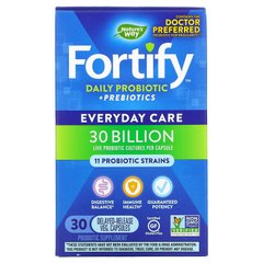 Nature's Way, Fortify, Daily Probiotic + Prebiotics, Everyday Care, 30 Billion CFU, 30 капсул с отсроченным высвобождением (NWY-10294), фото