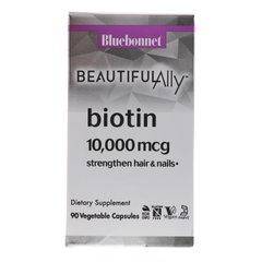 Біотин, 10 000 мкг, Beautiful Ally, Bluebonnet Nutrition, 90 вегетаріанських капсул (BLB-01504), фото
