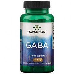 ГАМК (гамма-аминомасляная кислота), GABA, Swanson, 500 мг, 100 капсул (SWV-01872), фото