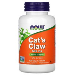 Now Foods, котячий кіготь, 500 мг, 100 рослинних капсул (NOW-04618), фото
