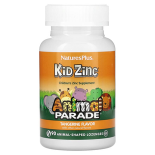 Nature's Plus, Source of Life, Animal Parade, Kid Zinc, цинкові пастилки для дітей, натуральний смак мандарину, 90 пастилок у формі тварин (NAP-29964), фото