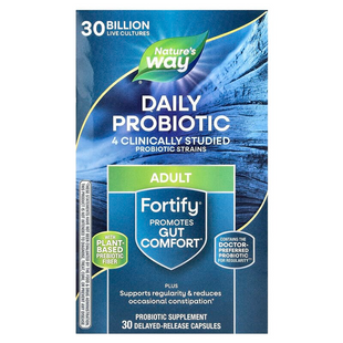 Nature's Way, Fortify, Daily Probiotic + Prebiotics, Everyday Care, 30 Billion CFU, 30 капсул з відстроченим вивільненням (NWY-10294), фото