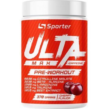Sporter, Ulta Max Pre-Workout + сaffeine, вишня, 370 г (SPO-72192), фото