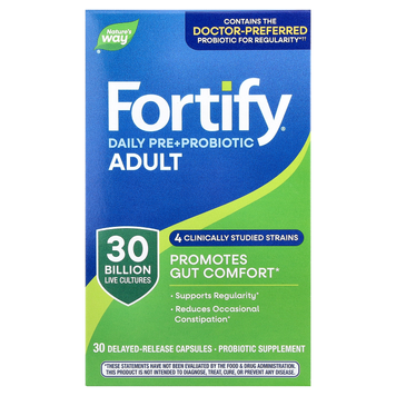 Пробіотик із пребіотиками 30 млрд КУО Nature's Way Fortify Daily Pre + Probiotic Adult - 30 капсул із відстроченим вивільненням, фото