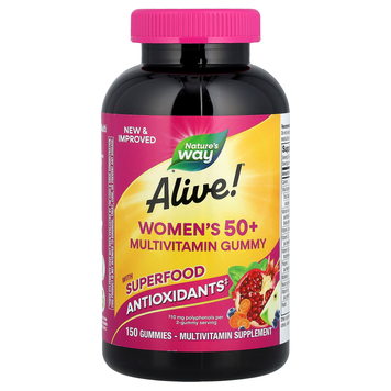 Мультивитамины для женщин 50+ Nature's Way Alive! Women's 50+ Gummy Multivitamin | ягодный микс - 150 жевательных мармеладок, фото