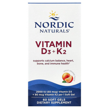 Nordic Naturals, Vitamin D3+K2, апельсин, 60 гелевих капсул (NOR-31165), фото