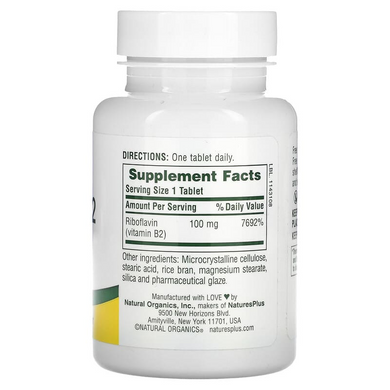 Nature's Plus, Витамин B-2, 100 мг, 90 таблеток (NAP-01630), фото