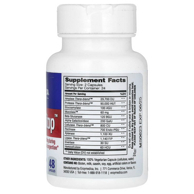 Системные ферменты Enzymedica MucoStop | выведение слизи и поддержка дыхательных путей - 48 капсул, фото