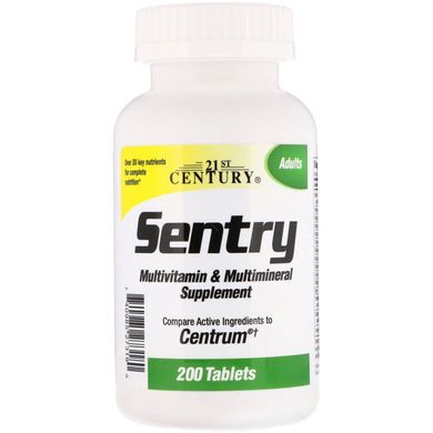 21st Century, Sentry, мультивітамінна та мультимінеральна добавка для дорослих, 200 таблеток (CEN-27318), фото