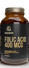 Фолієва кислота, Folic Acid, Grassberg, 400 мкг, 60 капсул (GSB-091795), фото