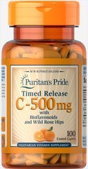 Витамин С с биофлавоноидами, Vitamin C Rose Hips, Puritan's Pride, 500 мг, 100 капсул (PTP-12430), фото
