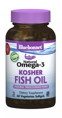 Bluebonnet Nutrition, Натуральная Омега-3 из кошерного рыбьего жира, 60 желатиновых капсул (BLB-00977), фото