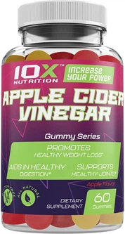 10XNutrition, Яблучний оцет, яблуко, 60 жувальних цукерок (XNT-89084), фото