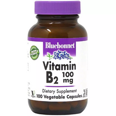 Витамин B2 100 мг, Vitamin B2, Bluebonnet Nutrition, 100 вегетарианских капсул (BLB-00426), фото