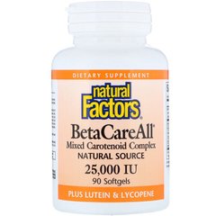 Бета каротин, Natural Factors, 25.000 ME, 90 капсул (NFS-01014), фото