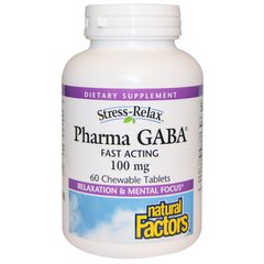 ГАМК стресс-релакс (Pharma GABA), Natural Factors, 100 мг, 60 таблеток (NFS-02835), фото