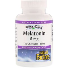 Мелатонін, Melatonin, Natural Factors, 5 мг, 180 таблеток (NFS-02718), фото