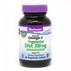 Вегетарианская Омега-3 из водорослей, DHA 200 mg, Bluebonnet Nutrition, 30 растительных капсул (BLB-00908), фото
