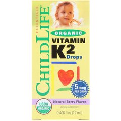 ChildLife, органический витамин K2 в каплях, натуральный ягодный вкус, 5 мкг, 7,5 мл (CDL-14500), фото