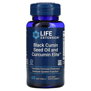 Life Extension, олія з насіння чорного кмину з Curcumin Elite, 60 капсул (LEX-23106), фото