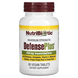 NutriBiotic, DefensePlus, максимальна сила, 90 веганських таблеток (NBC-01015), фото