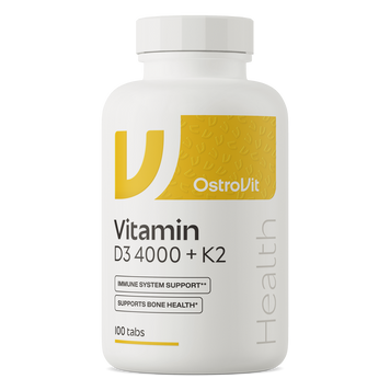 Ostrovit, Вітамін D3 4000+K2, Vitamin D3 4000+K2, 100 таблеток (OST-22027), фото