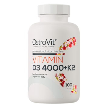 Ostrovit, Вітамін D3 4000+K2, Vitamin D3 4000+K2, 100 таблеток (OST-22027), фото