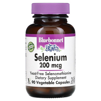 Bluebonnet Nutrition, Селен, бездрожжевий селенометіонін, 200 мкг, 90 рослинних капсул (BLB-00736), фото
