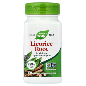 Корень солодки 450 мг Nature's Way Licorice Root - 100 веганских капсул, фото