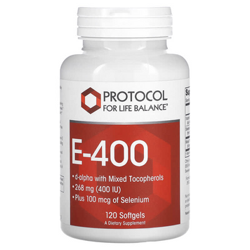Protocol for Life Balance, E-400, 268 мг (400 МО), 120 м'яких таблеток (PRT-10906), фото