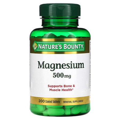Nature's Bounty, Магний, 500 мг, 200 таблеток в оболочке (NRT-53086), фото
