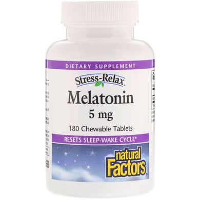 Мелатонин, Melatonin, Natural Factors, 5 мг, 180 таблеток (NFS-02718), фото