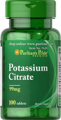 Калий цитрат, Potassium Citrate, Puritan's Pride, 99 мг, 100 таблеток (PTP-17620), фото