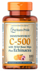 Puritan's Pride, Вітамін C-500 з шипшиною і ехінацеєю, 100 капсул (PTP-12715), фото