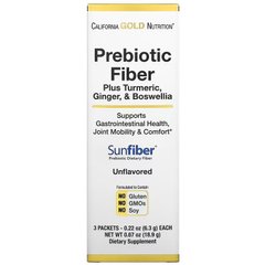 California Gold Nutrition, пребиотическая клетчатка с куркумой, имбирем и босвеллией, 3 пакетика по 6,3 г каждый (CGN-02031), фото