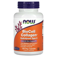 NOW Foods, BioCell Collagen, гідролізований тип 2, 120 рослинних капсул (NOW-03008), фото